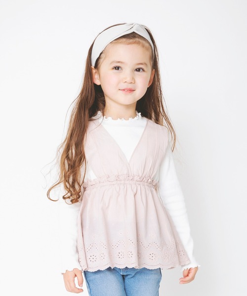 BRANSHES（ブランシェス）の「【ペア】レース重ね着風長袖Tシャツ（Tシャツ/カットソー・キッズ・ベージュ/パープル・100cm/90cm/130cm/140cm/150cm/110cm/120cm）」の18枚目の写真