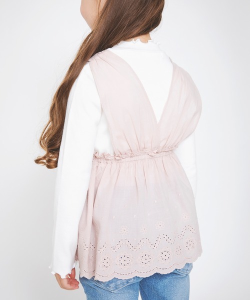 BRANSHES（ブランシェス）の「【ペア】レース重ね着風長袖Tシャツ（Tシャツ/カットソー・キッズ・ベージュ/パープル・100cm/90cm/130cm/140cm/150cm/110cm/120cm）」の15枚目の写真