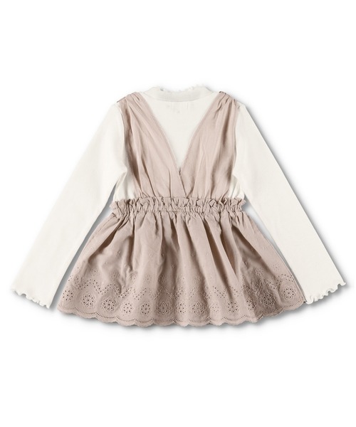 BRANSHES（ブランシェス）の「【ペア】レース重ね着風長袖Tシャツ（Tシャツ/カットソー・キッズ・ベージュ/パープル・100cm/90cm/130cm/140cm/150cm/110cm/120cm）」の7枚目の写真