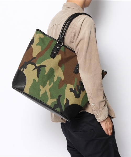 VENCEEXCHANGE（ヴァンスエクスチェンジ）の「キャンパストートBAG（トートバッグ・メンズ・ブラック/グリーン・FREE）」の5枚目の写真