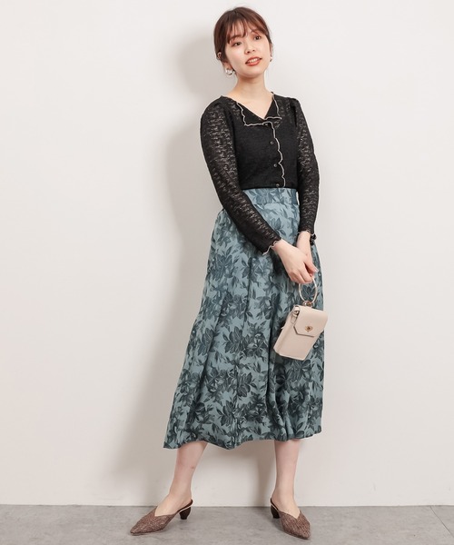 natural couture(ナチュラルクチュール)の「前後2WAY微配×ローレースカーディガン(カーディガン/ボレロ・レディース・ブラック/アイボリー/パープル/ミント・FREE)」の6枚目の写真