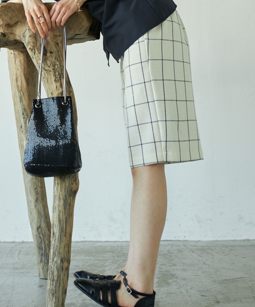 VACANCY（ヴァカンシー）の「ウィンドペンチェックハーフパンツ（その他パンツ・レディース・ホワイト/ベージュ・FREE）」の6枚目の写真