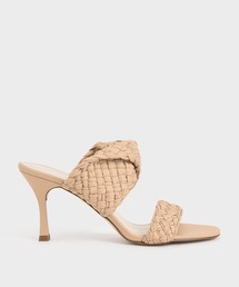 ダブルストラップ ウーブンヒールドミュール / Double Strap Woven Heeled Mules
