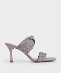 ダブルストラップ ウーブンヒールドミュール / Double Strap Woven Heeled Mules