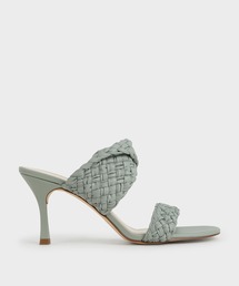 ダブルストラップ ウーブンヒールドミュール / Double Strap Woven Heeled Mules