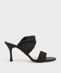 ダブルストラップ ウーブンヒールドミュール / Double Strap Woven Heeled Mules