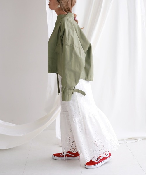 SLOBE citron.（スローブシトロン）の「SLOBE citron.ミリタリークロップドブルゾン【手洗い可能】◆（ブルゾン・レディース・カーキ・FREE）」の11枚目の写真