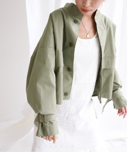 SLOBE citron.（スローブシトロン）の「SLOBE citron.ミリタリークロップドブルゾン【手洗い可能】◆（ブルゾン・レディース・カーキ・FREE）」の22枚目の写真