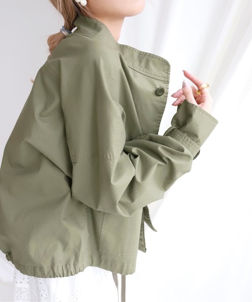 SLOBE citron.（スローブシトロン）の「SLOBE citron.ミリタリークロップドブルゾン【手洗い可能】◆（ブルゾン・レディース・カーキ・FREE）」の8枚目の写真