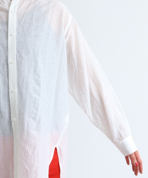 nitca（ニトカ）の「CU/C/LIローン　液流染バンドカラーシャツ（シャツ/ブラウス・レディース・チャコールグレー/ホワイト・FREE）」の8枚目の写真