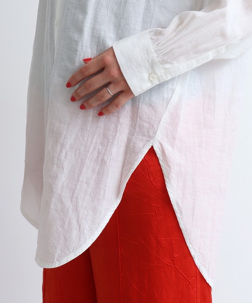 nitca（ニトカ）の「CU/C/LIローン　液流染バンドカラーシャツ（シャツ/ブラウス・レディース・チャコールグレー/ホワイト・FREE）」の11枚目の写真