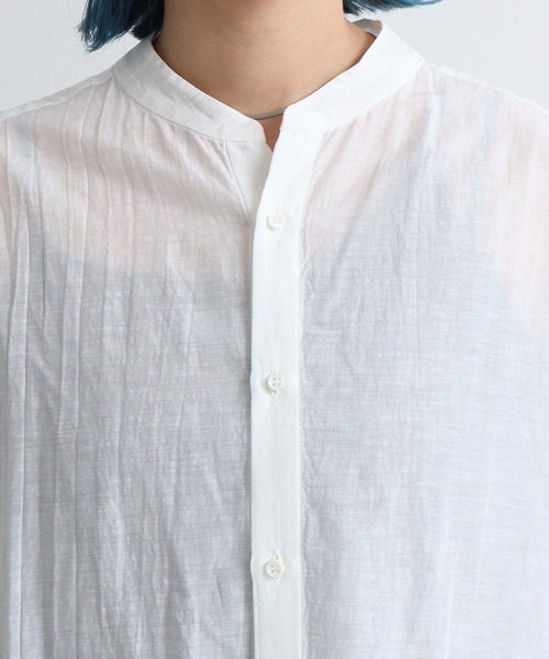 nitca（ニトカ）の「CU/C/LIローン　液流染バンドカラーシャツ（シャツ/ブラウス・レディース・チャコールグレー/ホワイト・FREE）」の9枚目の写真