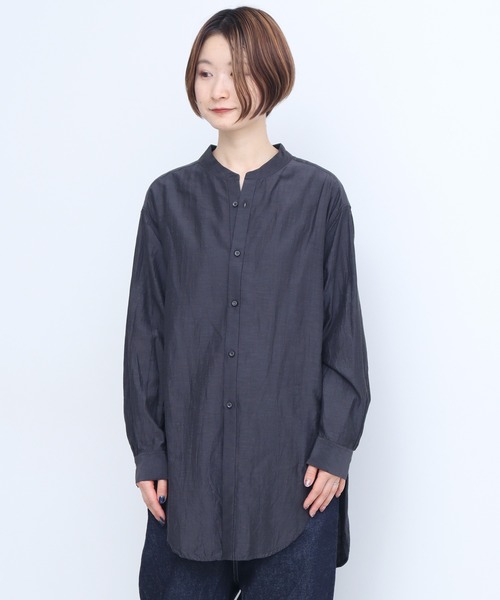 nitca（ニトカ）の「CU/C/LIローン　液流染バンドカラーシャツ（シャツ/ブラウス・レディース・チャコールグレー/ホワイト・FREE）」の13枚目の写真