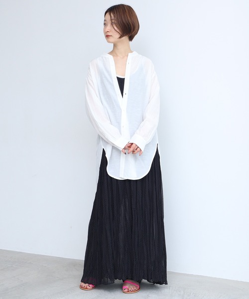 nitca（ニトカ）の「CU/C/LIローン　液流染バンドカラーシャツ（シャツ/ブラウス・レディース・チャコールグレー/ホワイト・FREE）」の21枚目の写真