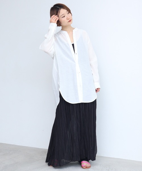 nitca（ニトカ）の「CU/C/LIローン　液流染バンドカラーシャツ（シャツ/ブラウス・レディース・チャコールグレー/ホワイト・FREE）」の22枚目の写真