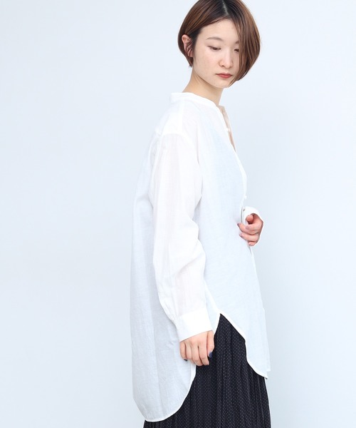 nitca（ニトカ）の「CU/C/LIローン　液流染バンドカラーシャツ（シャツ/ブラウス・レディース・チャコールグレー/ホワイト・FREE）」の18枚目の写真