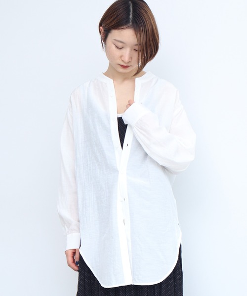 nitca（ニトカ）の「CU/C/LIローン　液流染バンドカラーシャツ（シャツ/ブラウス・レディース・チャコールグレー/ホワイト・FREE）」の20枚目の写真