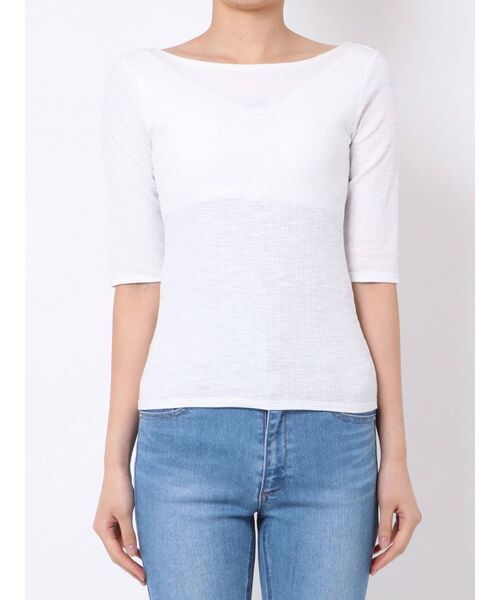 EMODA(エモダ)の「バックオープンミニマルTシャツ(Tシャツ/カットソー・レディース・ホワイト/ブラック/グリーン/オレンジ・FREE)」の14枚目の写真