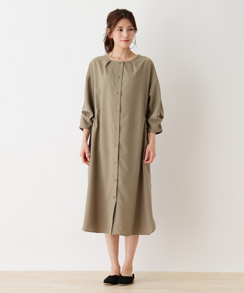 SHOO・LA・RUE（シューラルー）の「◆リネンライク脇リボンワンピース（ワンピース・レディース・オリーブ/レモンイエロー/ダークネイビー・02/03/04）」の5枚目の写真