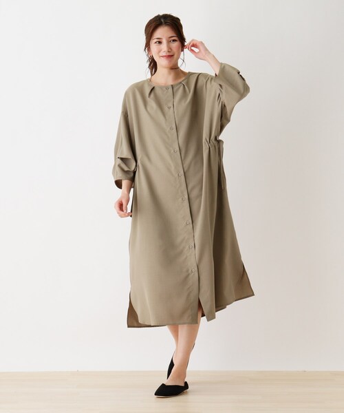 SHOO・LA・RUE（シューラルー）の「◆リネンライク脇リボンワンピース（ワンピース・レディース・オリーブ/レモンイエロー/ダークネイビー・02/03/04）」の8枚目の写真