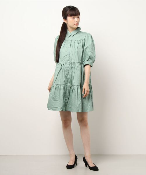 KOBE LETTUCE(コウベレタス)の「選べる2丈ティアードシャツワンピース(ワンピース・レディース・ホワイト/ホワイト系その他/ベージュ系その他/ブラック/グレイッシュベージュ/グリーン系その他/ミント/ブラック系その他/グリーン系その他2・1/2)」の9枚目の写真