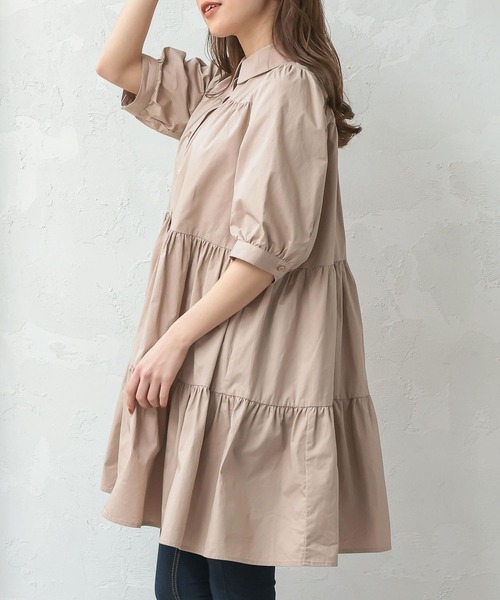 KOBE LETTUCE(コウベレタス)の「選べる2丈ティアードシャツワンピース(ワンピース・レディース・ホワイト/ホワイト系その他/ベージュ系その他/ブラック/グレイッシュベージュ/グリーン系その他/ミント/ブラック系その他/グリーン系その他2・1/2)」の6枚目の写真