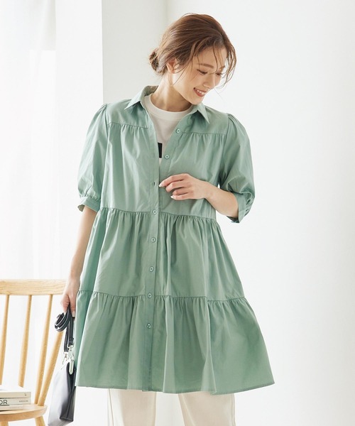 KOBE LETTUCE(コウベレタス)の「選べる2丈ティアードシャツワンピース(ワンピース・レディース・ホワイト/ホワイト系その他/ベージュ系その他/ブラック/グレイッシュベージュ/グリーン系その他/ミント/ブラック系その他/グリーン系その他2・1/2)」の7枚目の写真