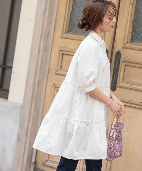 KOBE LETTUCE(コウベレタス)の「選べる2丈ティアードシャツワンピース(ワンピース・レディース・ホワイト/ホワイト系その他/ベージュ系その他/ブラック/グレイッシュベージュ/グリーン系その他/ミント/ブラック系その他/グリーン系その他2・1/2)」の11枚目の写真