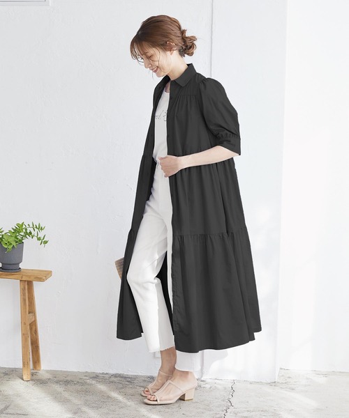 KOBE LETTUCE(コウベレタス)の「選べる2丈ティアードシャツワンピース(ワンピース・レディース・ホワイト/ホワイト系その他/ベージュ系その他/ブラック/グレイッシュベージュ/グリーン系その他/ミント/ブラック系その他/グリーン系その他2・1/2)」の15枚目の写真