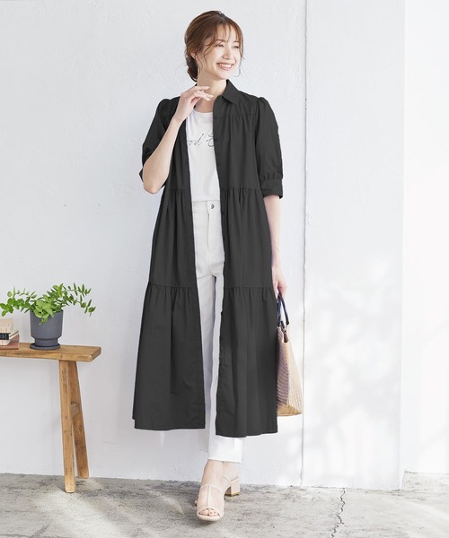 KOBE LETTUCE(コウベレタス)の「選べる2丈ティアードシャツワンピース(ワンピース・レディース・ホワイト/ホワイト系その他/ベージュ系その他/ブラック/グレイッシュベージュ/グリーン系その他/ミント/ブラック系その他/グリーン系その他2・1/2)」の16枚目の写真