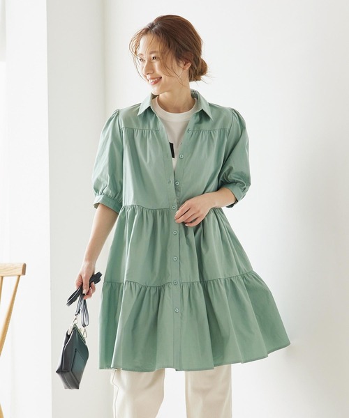 KOBE LETTUCE(コウベレタス)の「選べる2丈ティアードシャツワンピース(ワンピース・レディース・ホワイト/ホワイト系その他/ベージュ系その他/ブラック/グレイッシュベージュ/グリーン系その他/ミント/ブラック系その他/グリーン系その他2・1/2)」の20枚目の写真