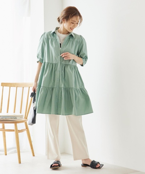 KOBE LETTUCE(コウベレタス)の「選べる2丈ティアードシャツワンピース(ワンピース・レディース・ホワイト/ホワイト系その他/ベージュ系その他/ブラック/グレイッシュベージュ/グリーン系その他/ミント/ブラック系その他/グリーン系その他2・1/2)」の21枚目の写真