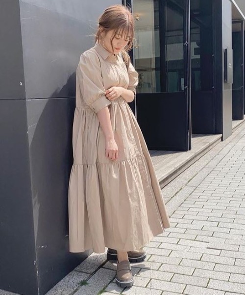 KOBE LETTUCE(コウベレタス)の「選べる2丈ティアードシャツワンピース(ワンピース・レディース・ホワイト/ホワイト系その他/ベージュ系その他/ブラック/グレイッシュベージュ/グリーン系その他/ミント/ブラック系その他/グリーン系その他2・1/2)」の18枚目の写真