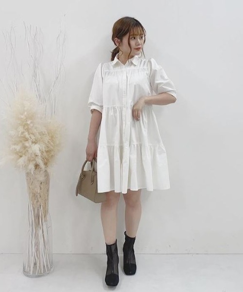 KOBE LETTUCE(コウベレタス)の「選べる2丈ティアードシャツワンピース(ワンピース・レディース・ホワイト/ホワイト系その他/ベージュ系その他/ブラック/グレイッシュベージュ/グリーン系その他/ミント/ブラック系その他/グリーン系その他2・1/2)」の13枚目の写真