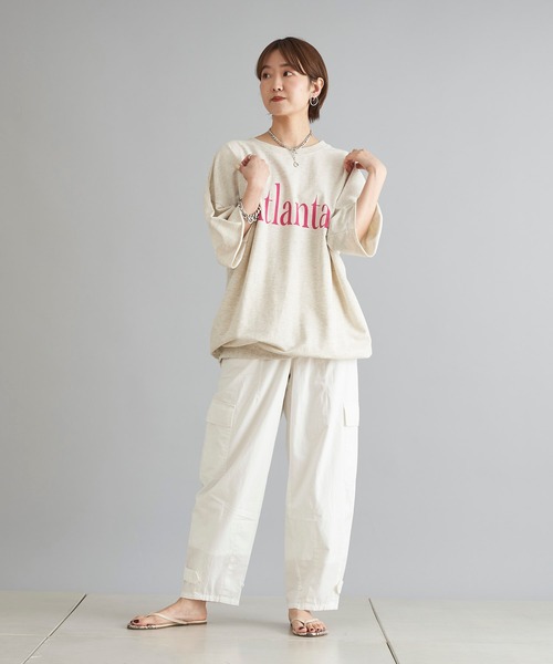 DouDou（ドゥドゥ）の「【一部WEB限定カラー】Atlanta 5分袖 スウェット（Tシャツ/カットソー・レディース・ホワイト/ブラウン/イエロー/ライトベージュ・FREE）」の12枚目の写真