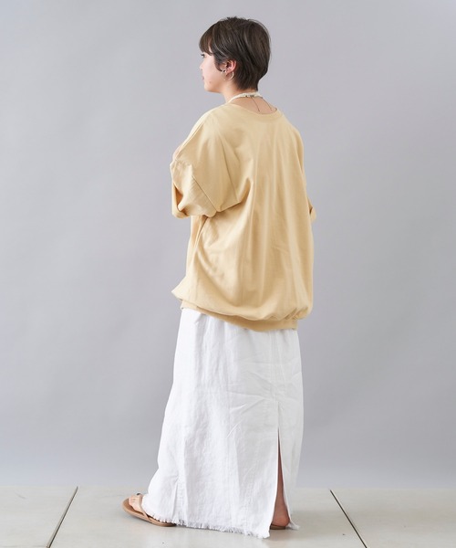 DouDou（ドゥドゥ）の「【一部WEB限定カラー】Atlanta 5分袖 スウェット（Tシャツ/カットソー・レディース・ホワイト/ブラウン/イエロー/ライトベージュ・FREE）」の18枚目の写真