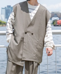 【セットアップ着用可】スプリングアシメオーバーベスト