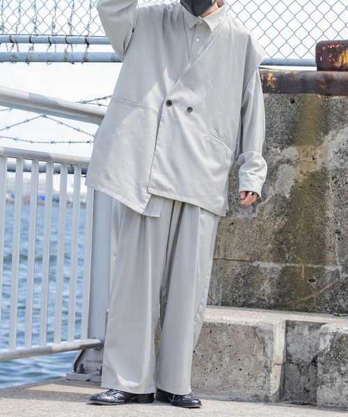 Perushu（ペルーシュ）の「【セットアップ着用可】スプリングアシメオーバーベスト（ベスト・メンズ・モカ/グレー・LARGE/MEDIUM）」の5枚目の写真