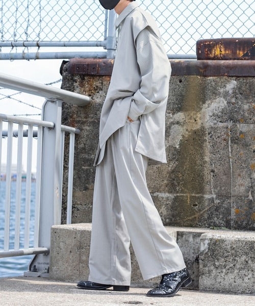 Perushu（ペルーシュ）の「【セットアップ着用可】スプリングアシメオーバーベスト（ベスト・メンズ・モカ/グレー・LARGE/MEDIUM）」の8枚目の写真