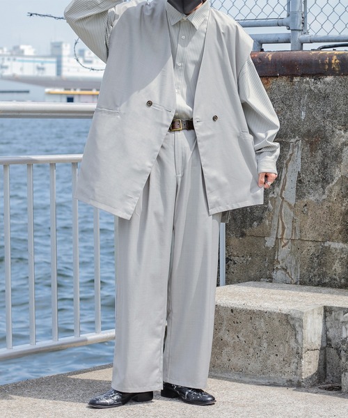 Perushu（ペルーシュ）の「【セットアップ着用可】スプリングアシメオーバーベスト（ベスト・メンズ・モカ/グレー・LARGE/MEDIUM）」の7枚目の写真