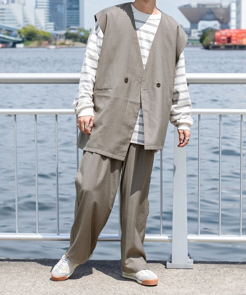 Perushu（ペルーシュ）の「【セットアップ着用可】スプリングアシメオーバーベスト（ベスト・メンズ・モカ/グレー・LARGE/MEDIUM）」の21枚目の写真