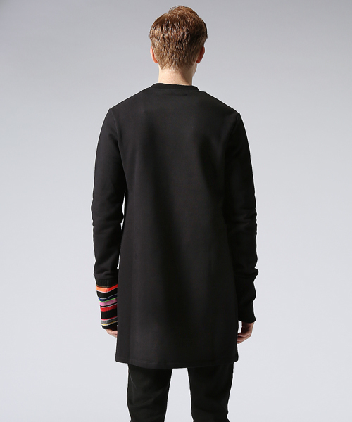 RAF SIMONS（ラフシモンズ）の「Long sweater w / patches & striped ribbing（スウェット・メンズ・ブラック・SMALL/MEDIUM）」の3枚目の写真