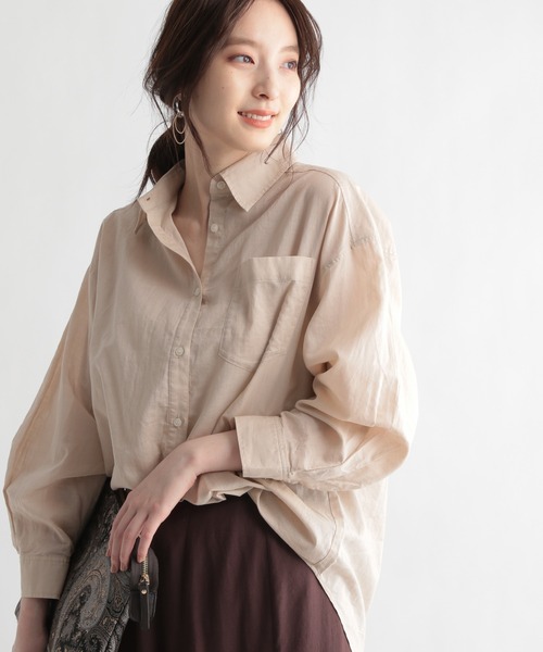 Andemiu（アンデミュウ）の「オーバーリネンシャツ951768（シャツ/ブラウス・レディース・イエロー/アイボリー・FREE）」の14枚目の写真