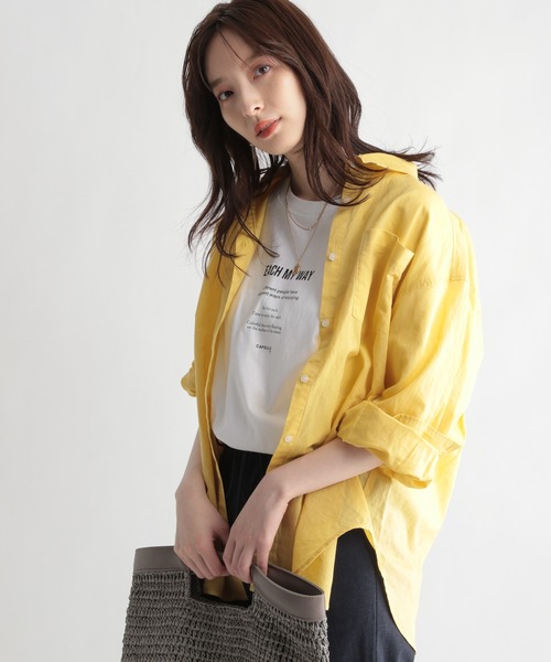 Andemiu（アンデミュウ）の「オーバーリネンシャツ951768（シャツ/ブラウス・レディース・イエロー/アイボリー・FREE）」の19枚目の写真