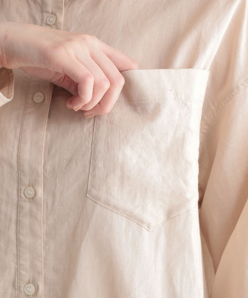 Andemiu（アンデミュウ）の「オーバーリネンシャツ951768（シャツ/ブラウス・レディース・イエロー/アイボリー・FREE）」の6枚目の写真
