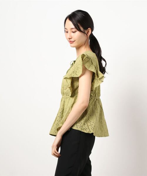 N.（N. Natural Beauty Basic）（エヌエヌナチュラルビューティーベーシック）の「カフタンレースブラウス（シャツ/ブラウス・レディース・ホワイト/ブラック/ライトグリーン・MEDIUM）」の4枚目の写真