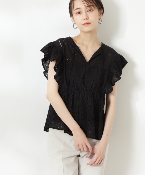 N.（N. Natural Beauty Basic）（エヌエヌナチュラルビューティーベーシック）の「カフタンレースブラウス（シャツ/ブラウス・レディース・ホワイト/ブラック/ライトグリーン・MEDIUM）」の2枚目の写真