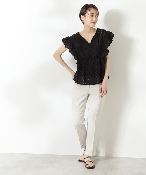 N.（N. Natural Beauty Basic）（エヌエヌナチュラルビューティーベーシック）の「カフタンレースブラウス（シャツ/ブラウス・レディース・ホワイト/ブラック/ライトグリーン・MEDIUM）」の10枚目の写真