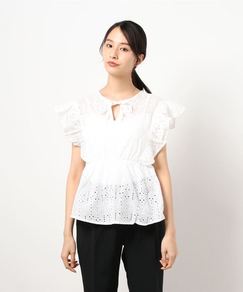 N.（N. Natural Beauty Basic）（エヌエヌナチュラルビューティーベーシック）の「カフタンレースブラウス（シャツ/ブラウス・レディース・ホワイト/ブラック/ライトグリーン・MEDIUM）」の9枚目の写真