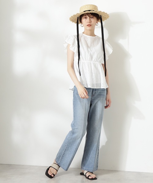 N.（N. Natural Beauty Basic）（エヌエヌナチュラルビューティーベーシック）の「カフタンレースブラウス（シャツ/ブラウス・レディース・ホワイト/ブラック/ライトグリーン・MEDIUM）」の7枚目の写真